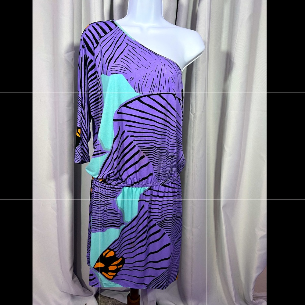 TIBI Jungle Print One-Shoulder Dress Size Small